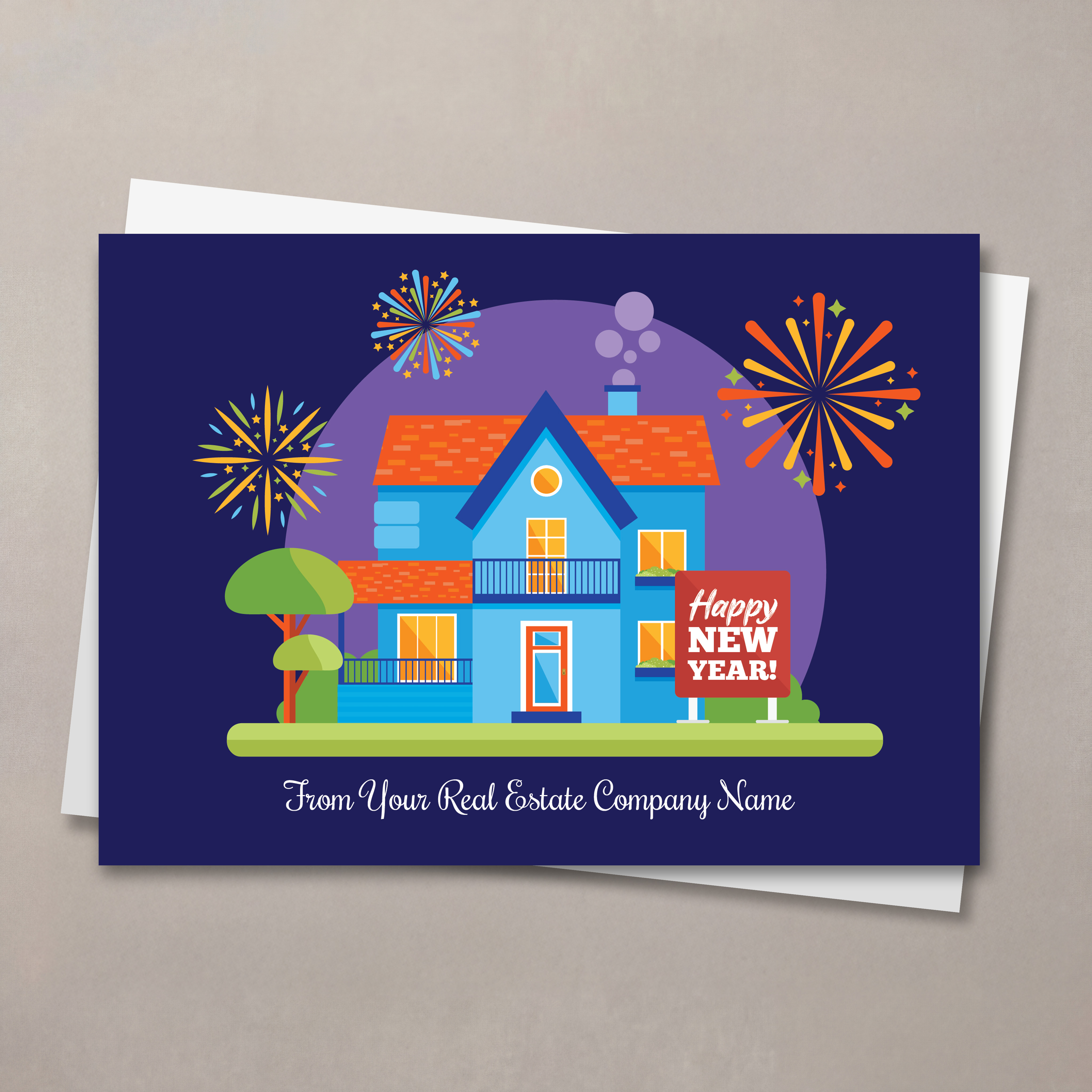 Bright Colored Home New Year Card – Cards for Causes