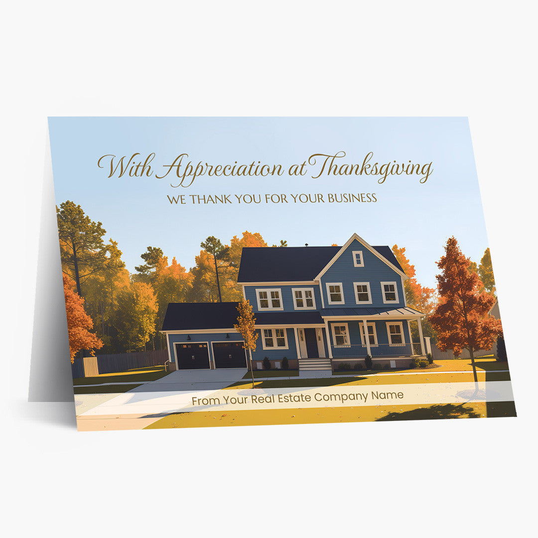 A House and Autumn Trees Thanksgiving Card