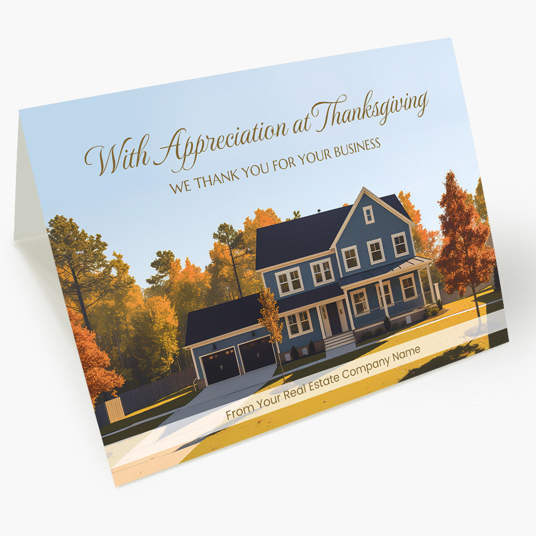 A House and Autumn Trees Thanksgiving Card
