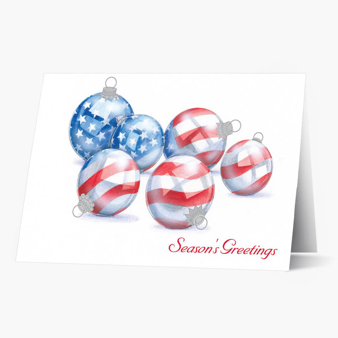 American Flag Ornaments Holiday Card
