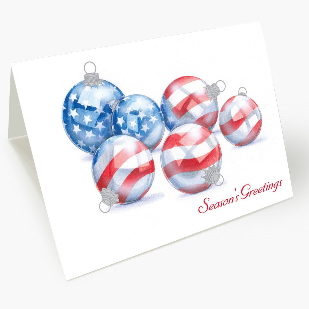 American Flag Ornaments Holiday Card