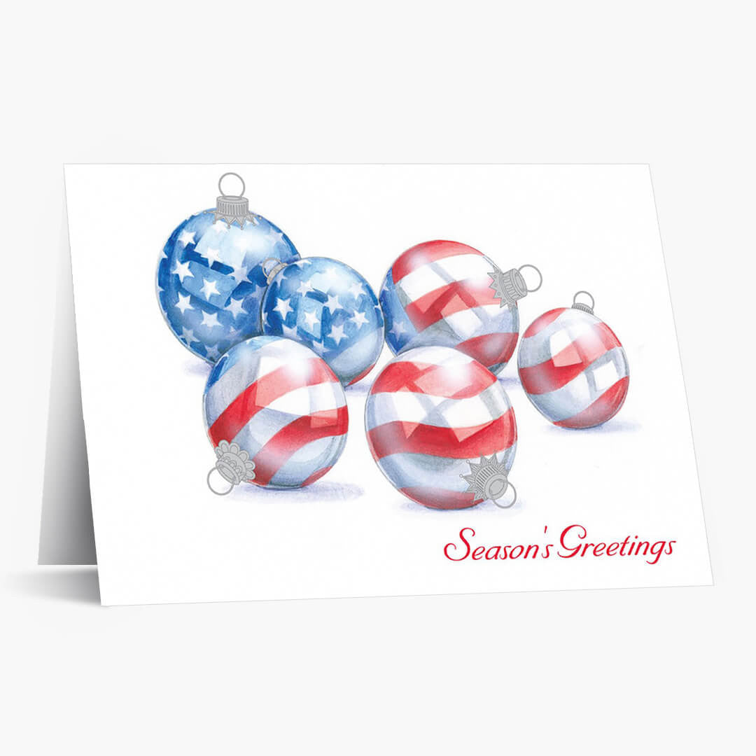American Flag Ornaments Holiday Card