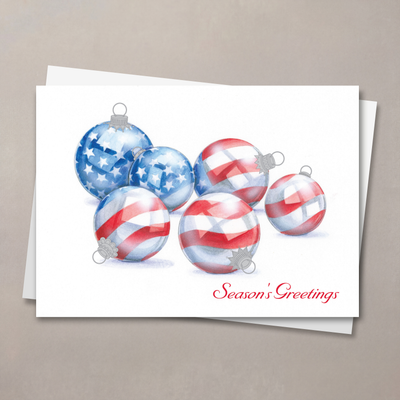 American Flag Ornaments Holiday Card