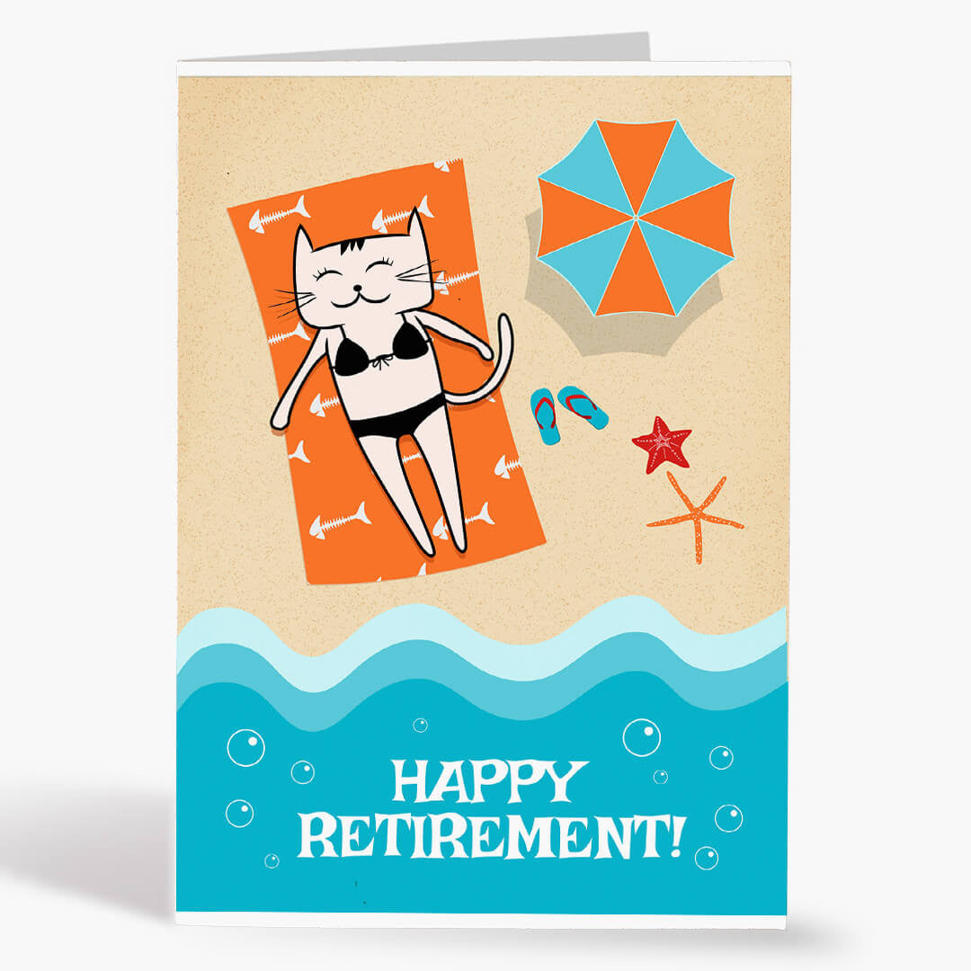Beachy Kitty Retirement Card