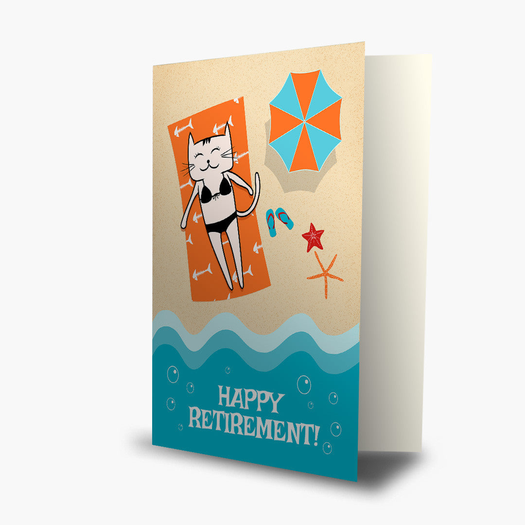 Beachy Kitty Retirement Card
