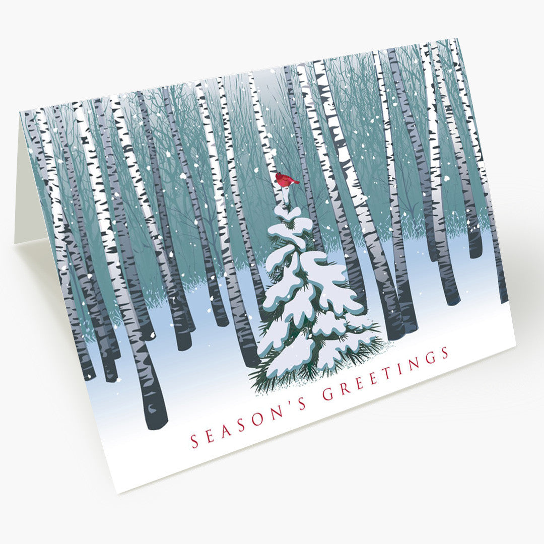 Bird Among Birches Christmas Card