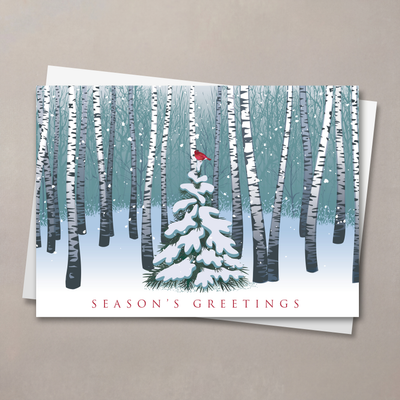 Bird Among Birches Christmas Card