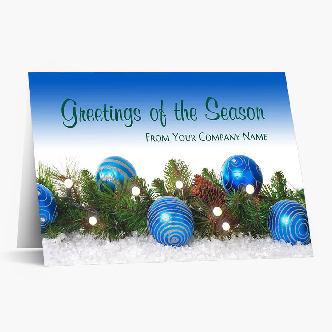 Blue Bauble Greetings Holiday Card