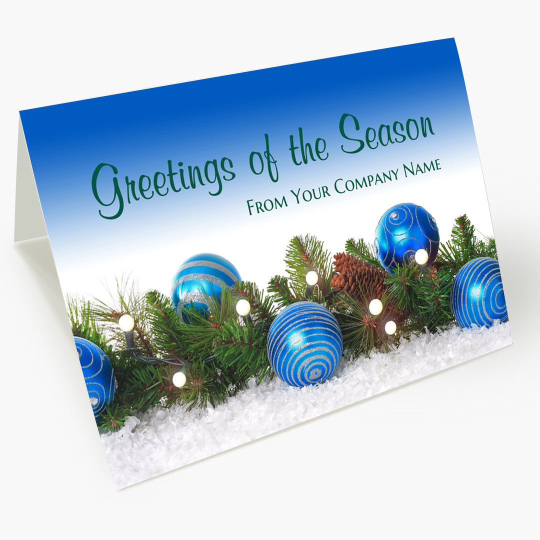 Blue Bauble Greetings Holiday Card