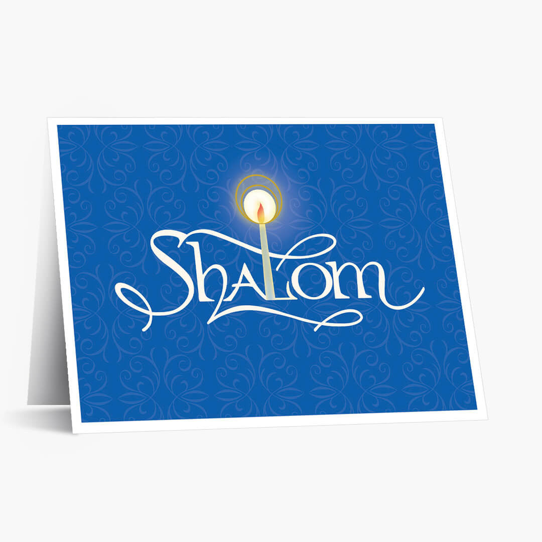 Blue Candlelit Shalom Rosh Hashanah Card