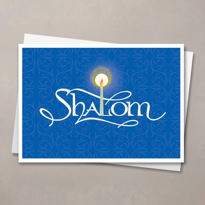 Blue Candlelit Shalom Rosh Hashanah Card