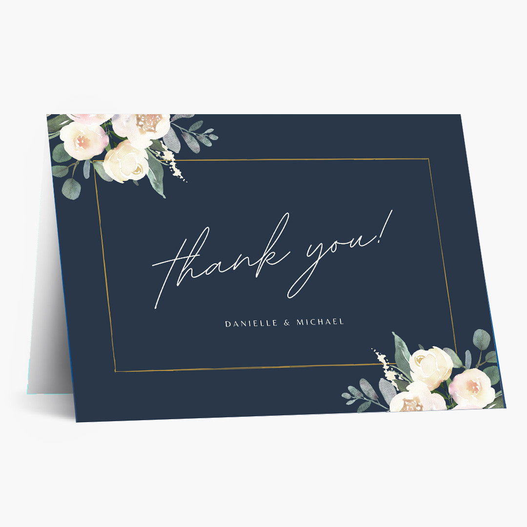 Blue Floral Thank You Card