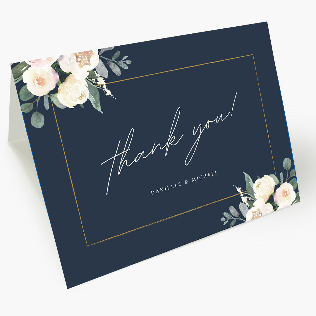 Blue Floral Thank You Card