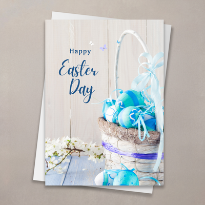 Blue Happy Easter Greeting Card