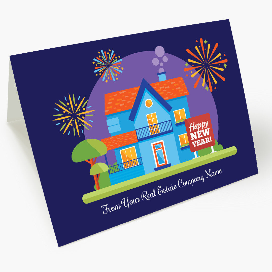 Bright Colored Home New Year Card