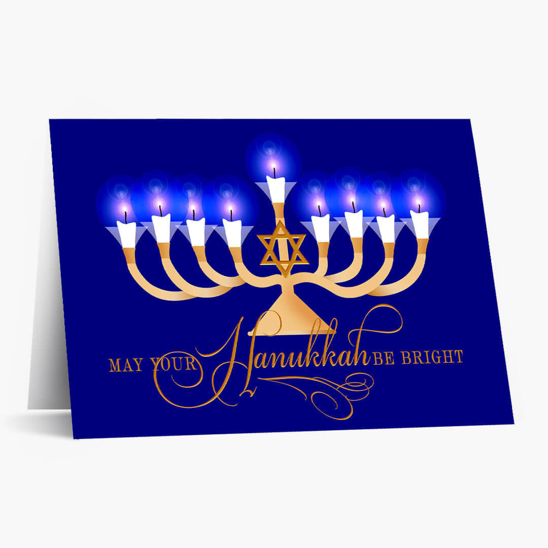 Bright Menorah Hanukkah Card