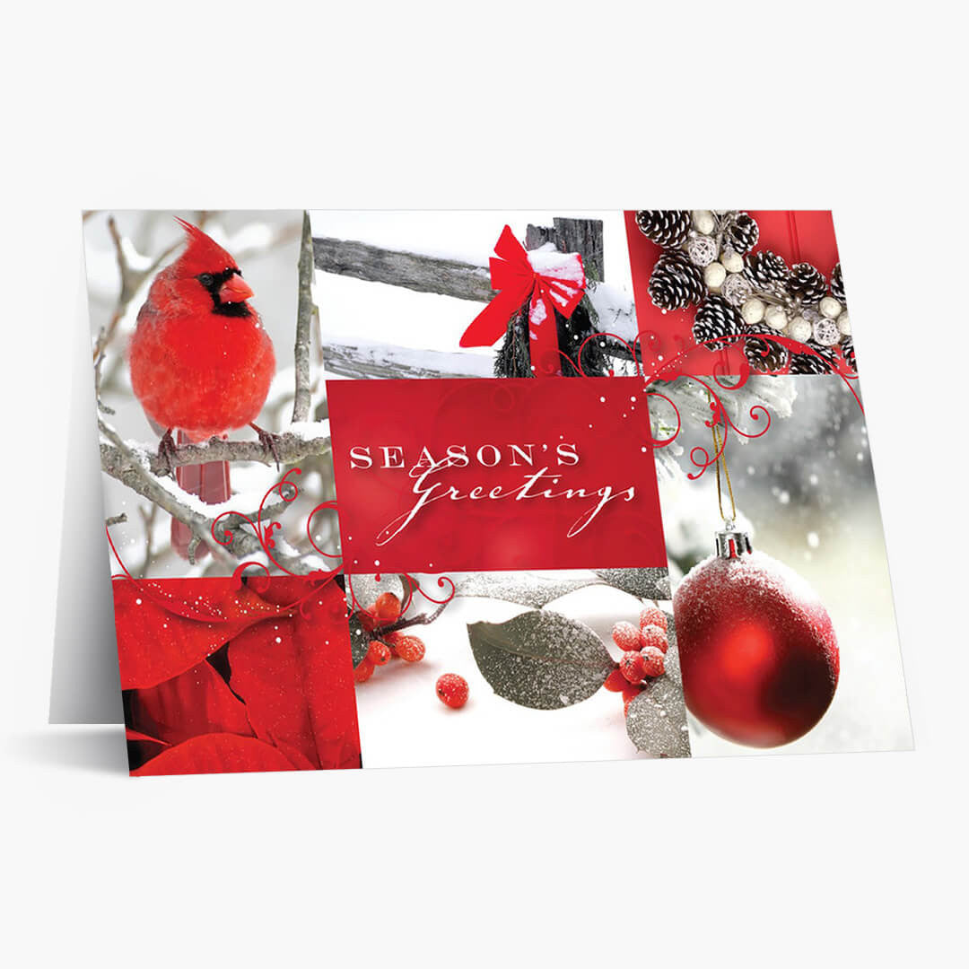 Cardinal Collage Christmas Card