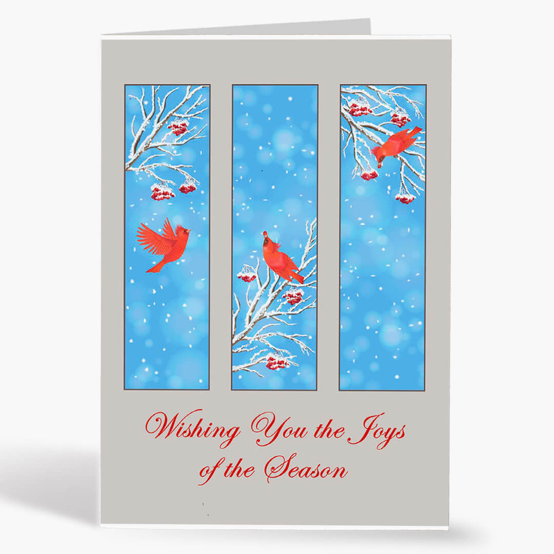 Cardinal Triptych Christmas Card