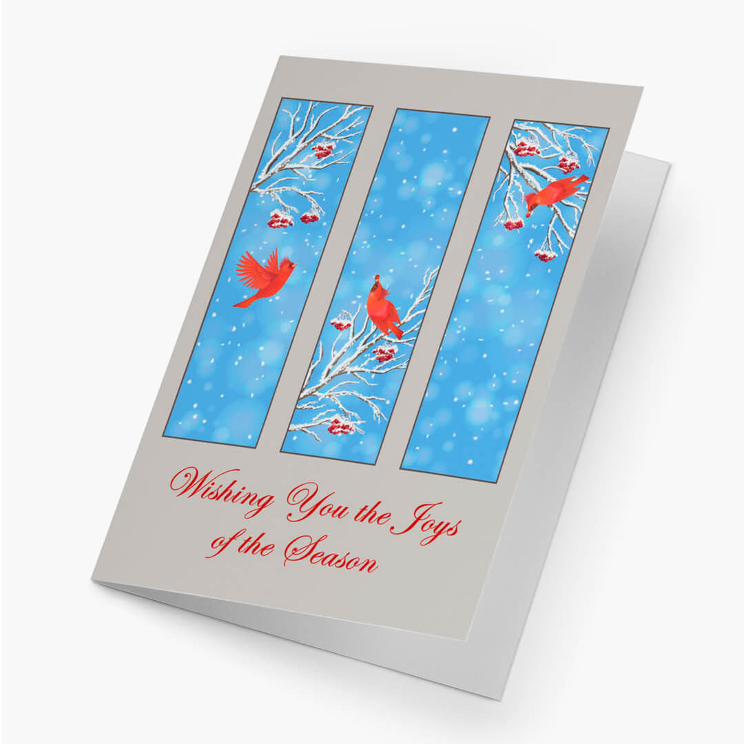 Cardinal Triptych Christmas Card