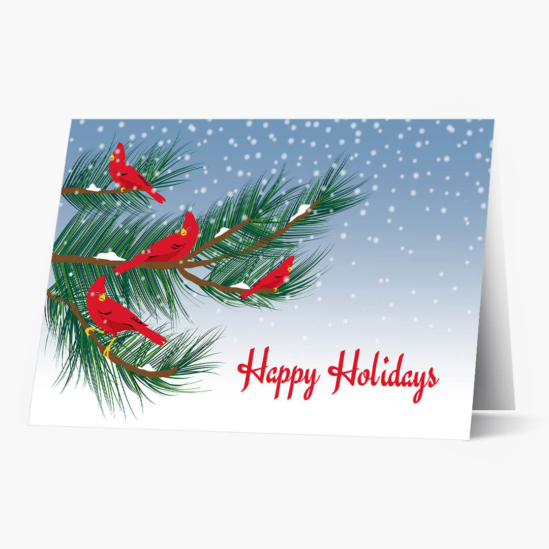 Cardinals on a Tree Christmas Card