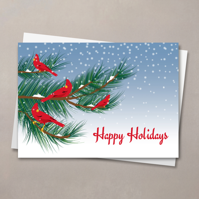 Cardinals on a Tree Christmas Card