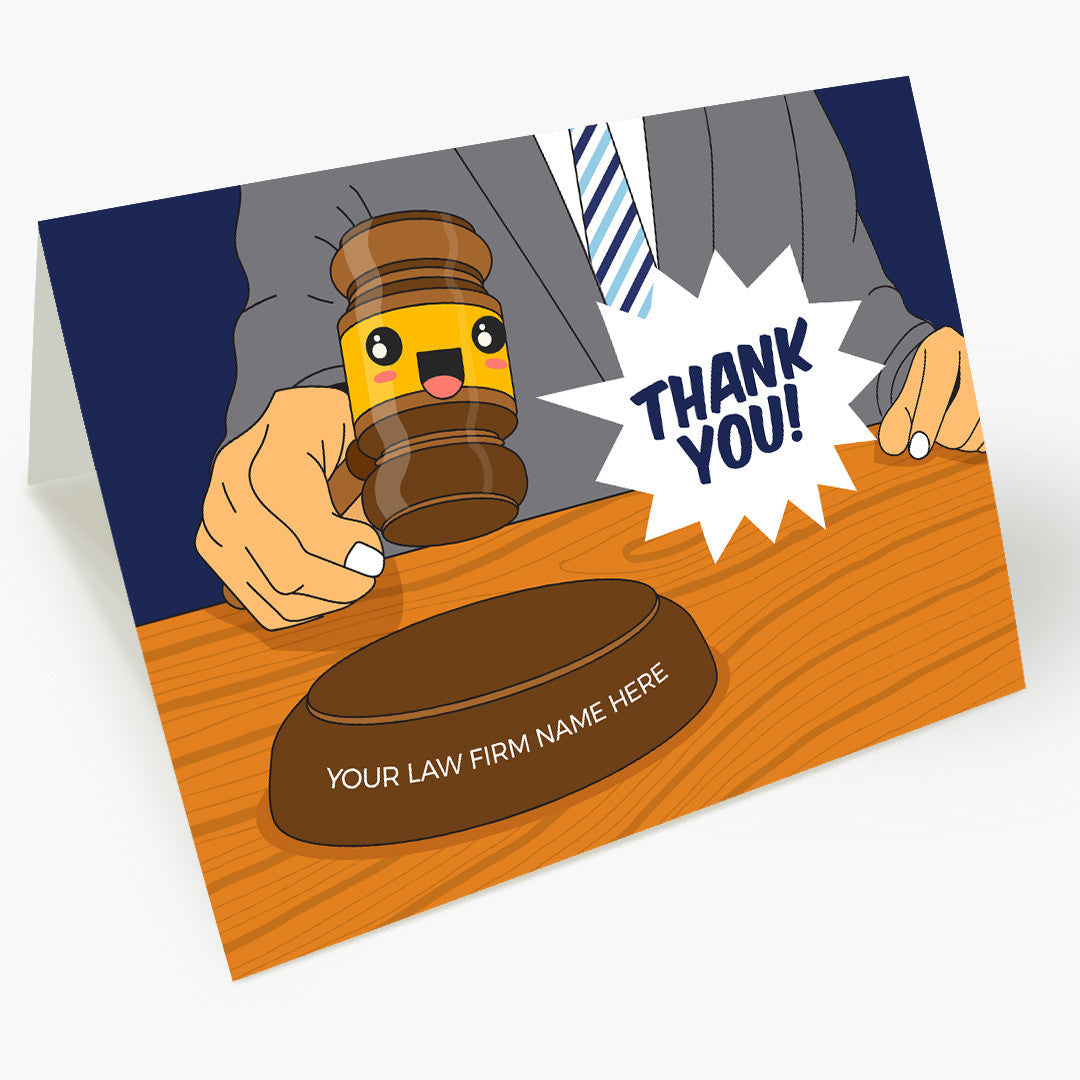 Cartoon Judge Hammer Thank You Card