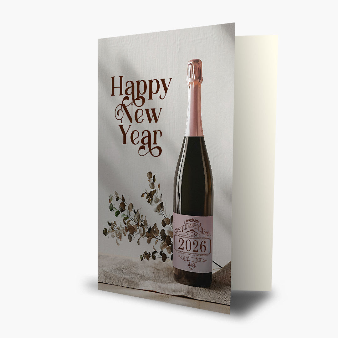Champagne Bottle New Year Card