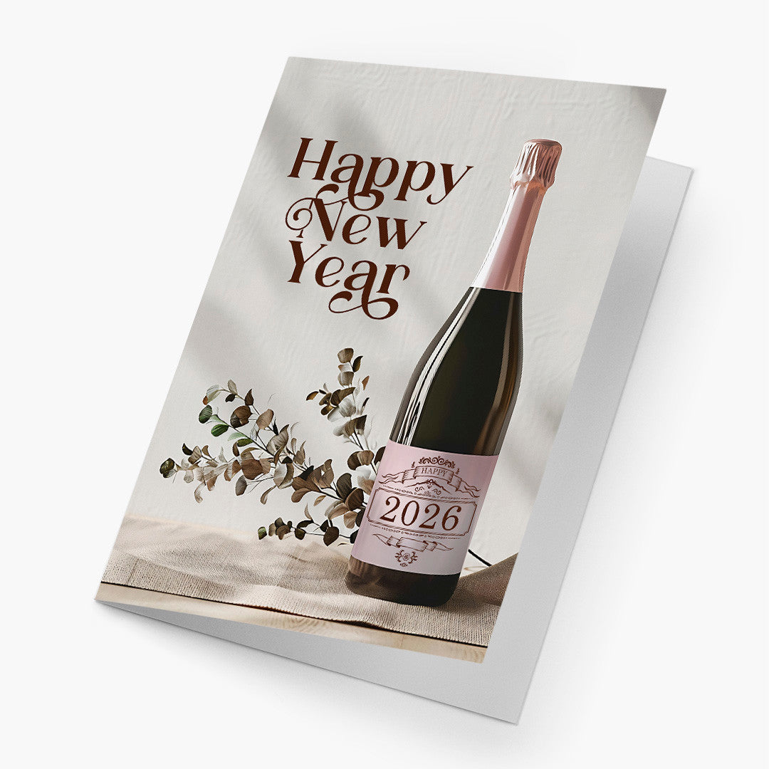 Champagne Bottle New Year Card