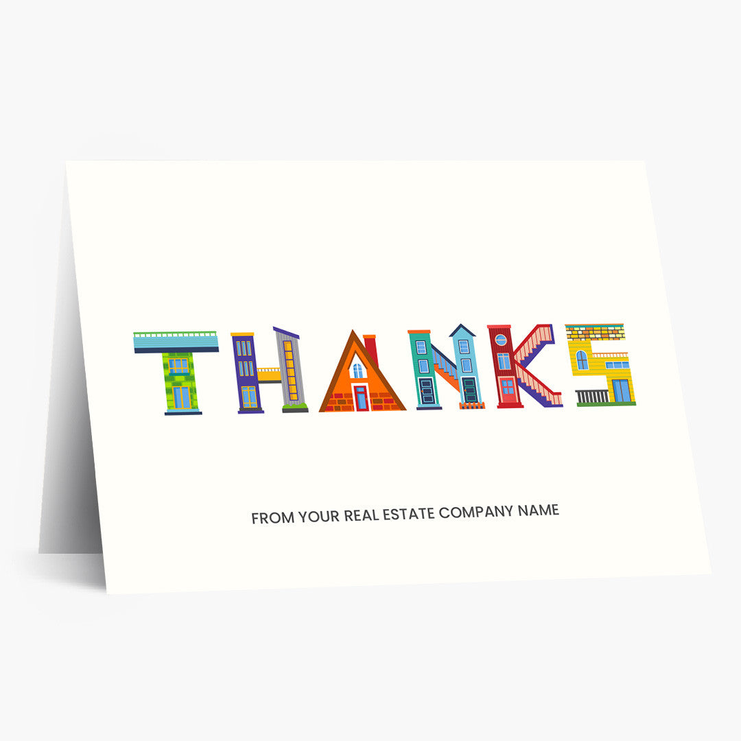 Colorful Homes Typography Thank You Card