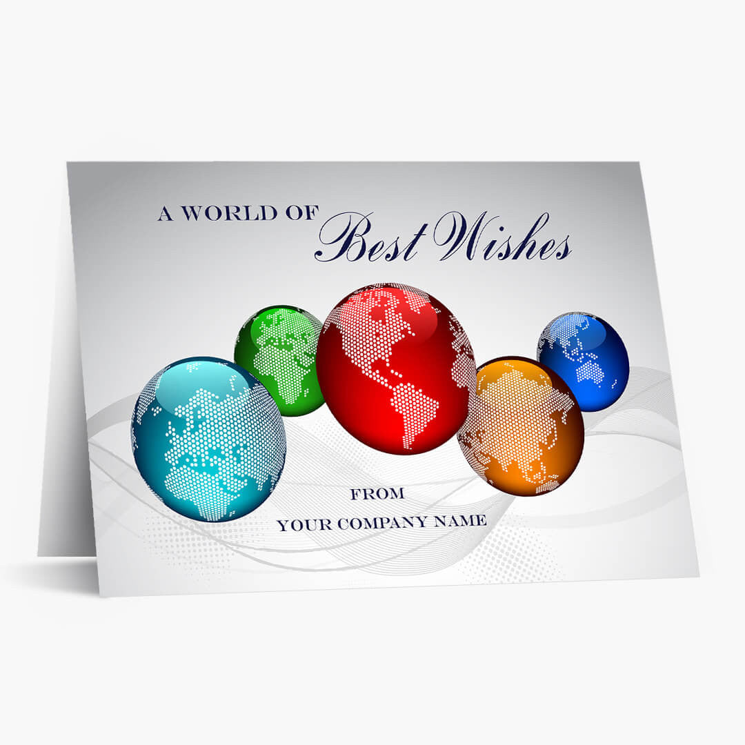 Colorful World Wishes Holiday Card
