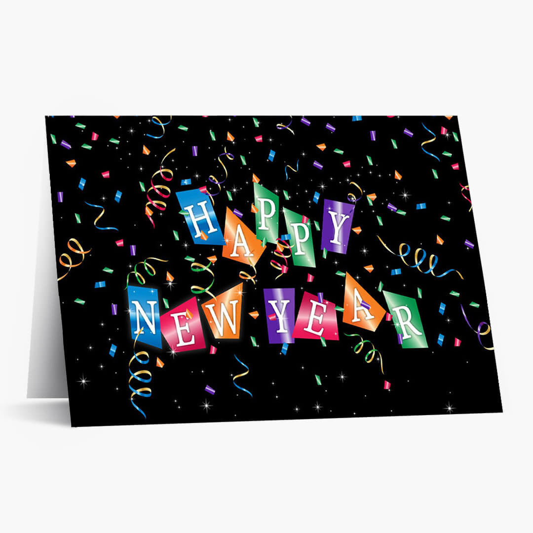 Confetti and Streamers New Year Card