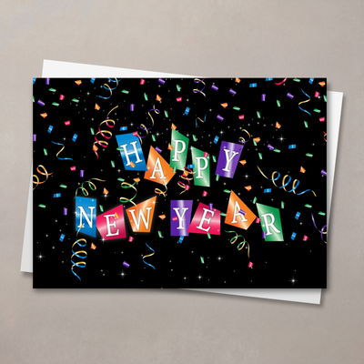 Confetti and Streamers New Year Card