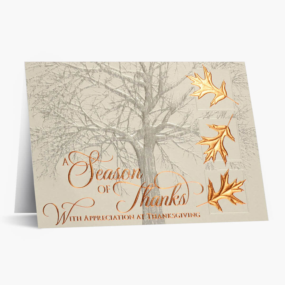 Copper Leaves of Thanks Thanksgiving Card