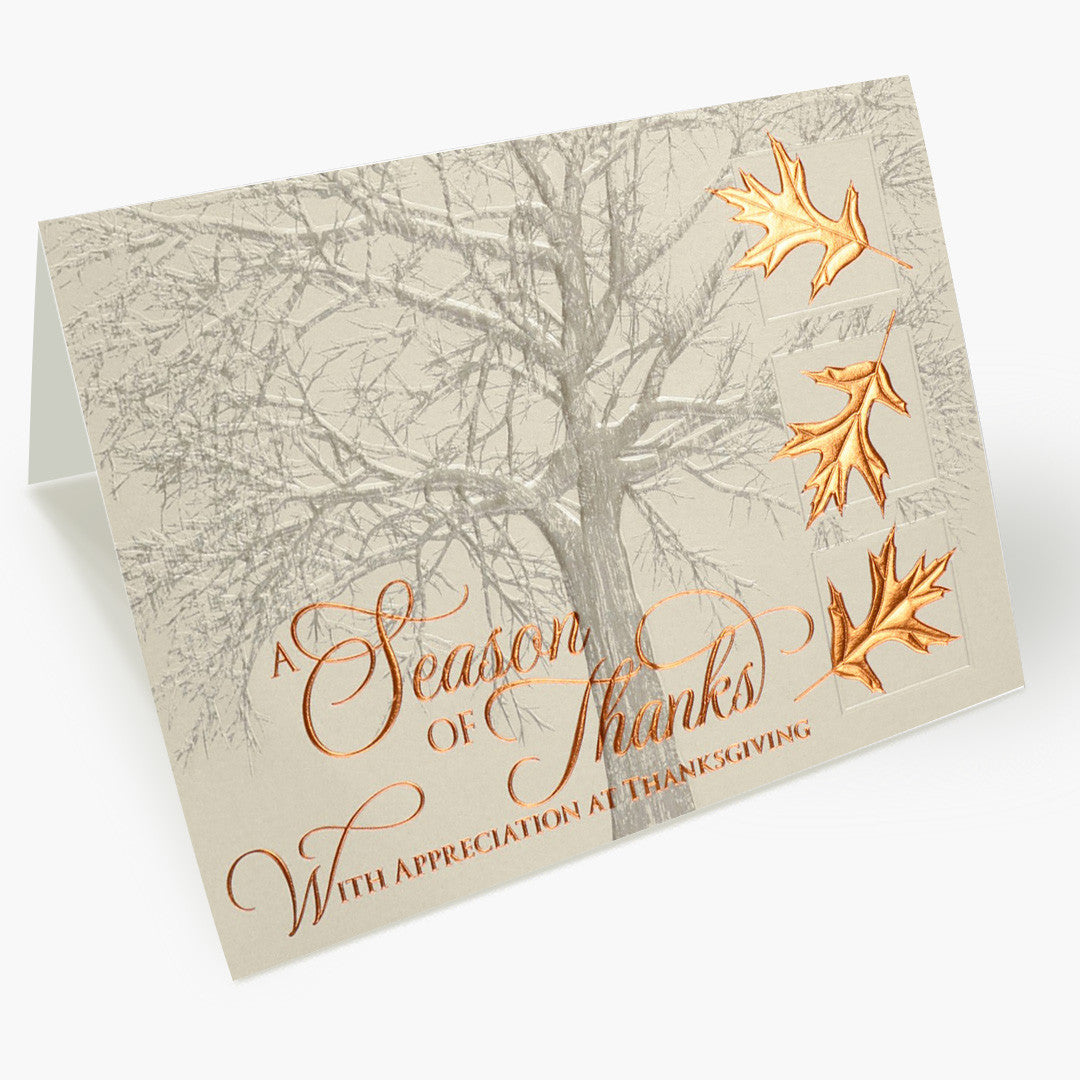 Copper Leaves of Thanks Thanksgiving Card