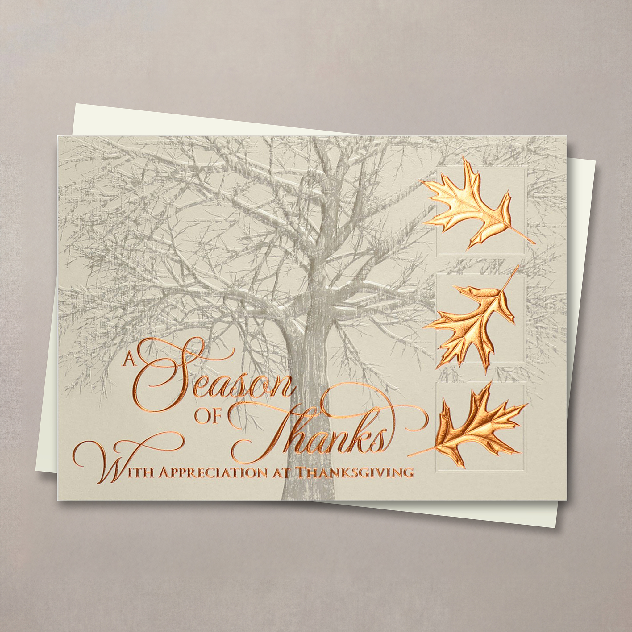 Copper Leaves of Thanks Thanksgiving Card