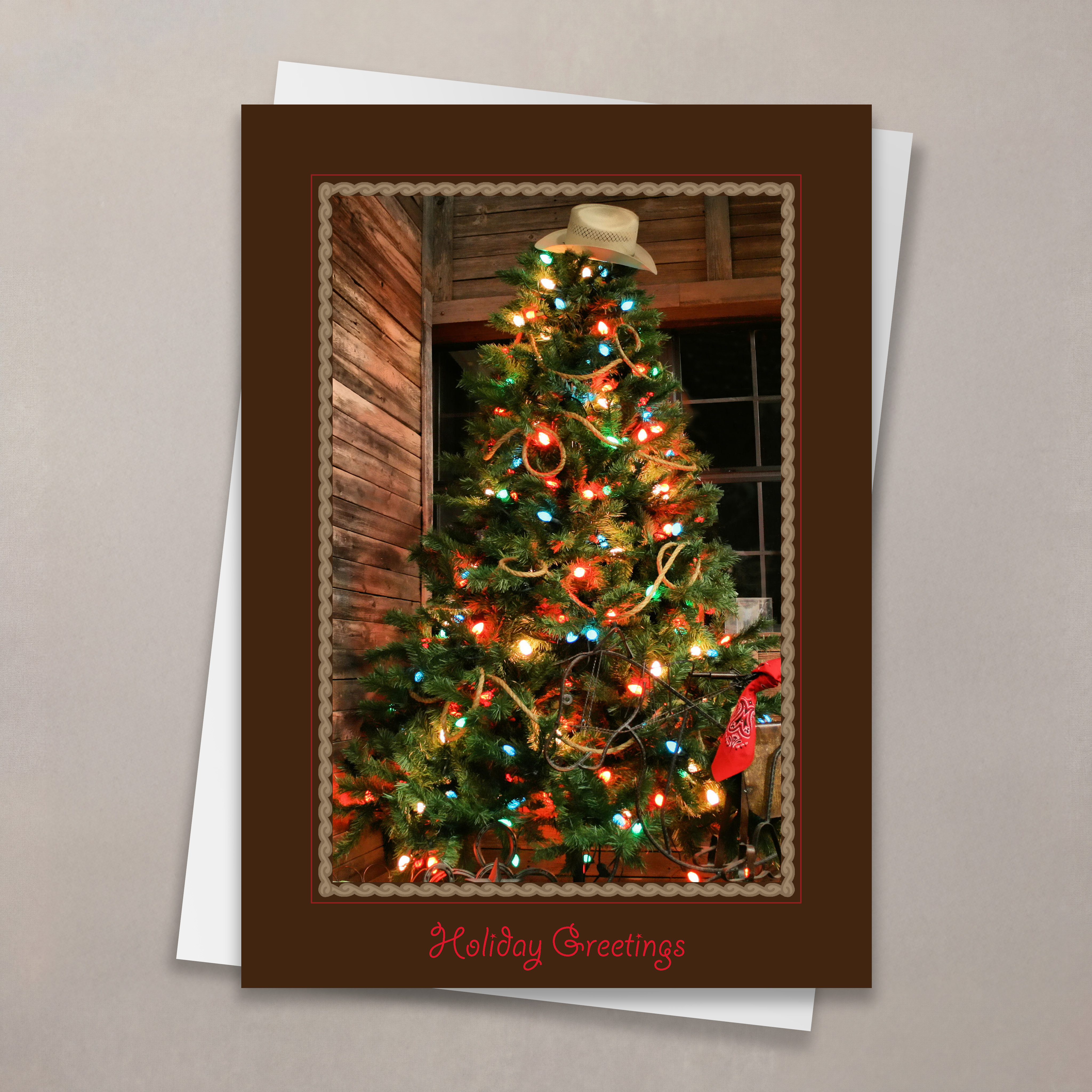 Cowboy Christmas Tree Card