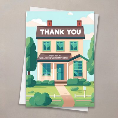 Cartoon Home Thank You Card