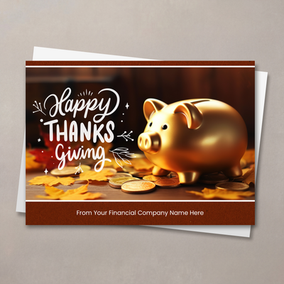 Autumn Piggy Bank Thanksgiving Card