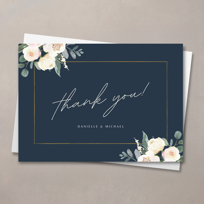 Blue Floral Thank You Card