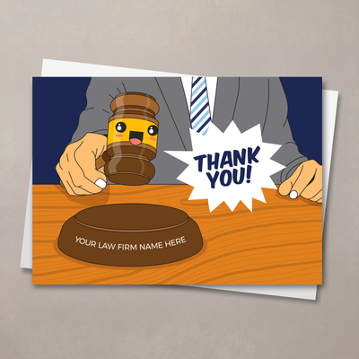 Cartoon Judge Hammer Thank You Card