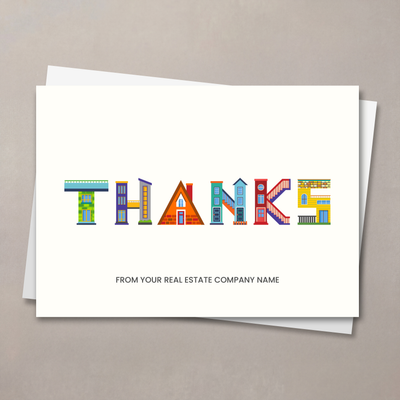 Colorful Homes Typography Thank You Card