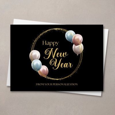 Glitters and Balloons New Year Card