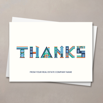 Houses Typography Thank You Card