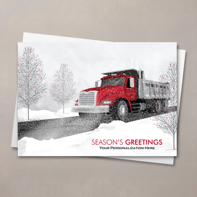 Red Cab Dump Truck Christmas Card