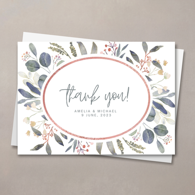 Rose Gold Thank You Card with Eucalyptus