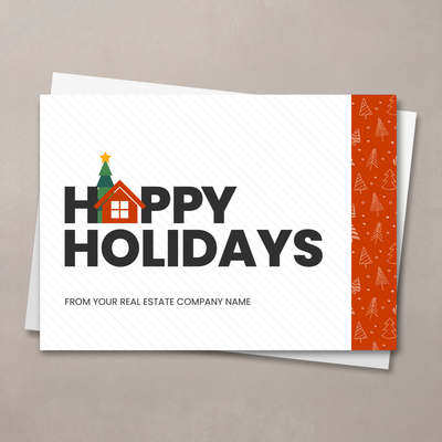 Striped Happy Holidays House Christmas Card