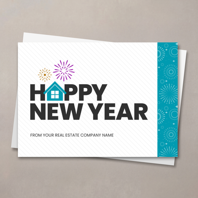 Striped Happy New Year House New Year Card