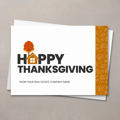 Striped Happy Thanksgiving House Thanksgiving Card