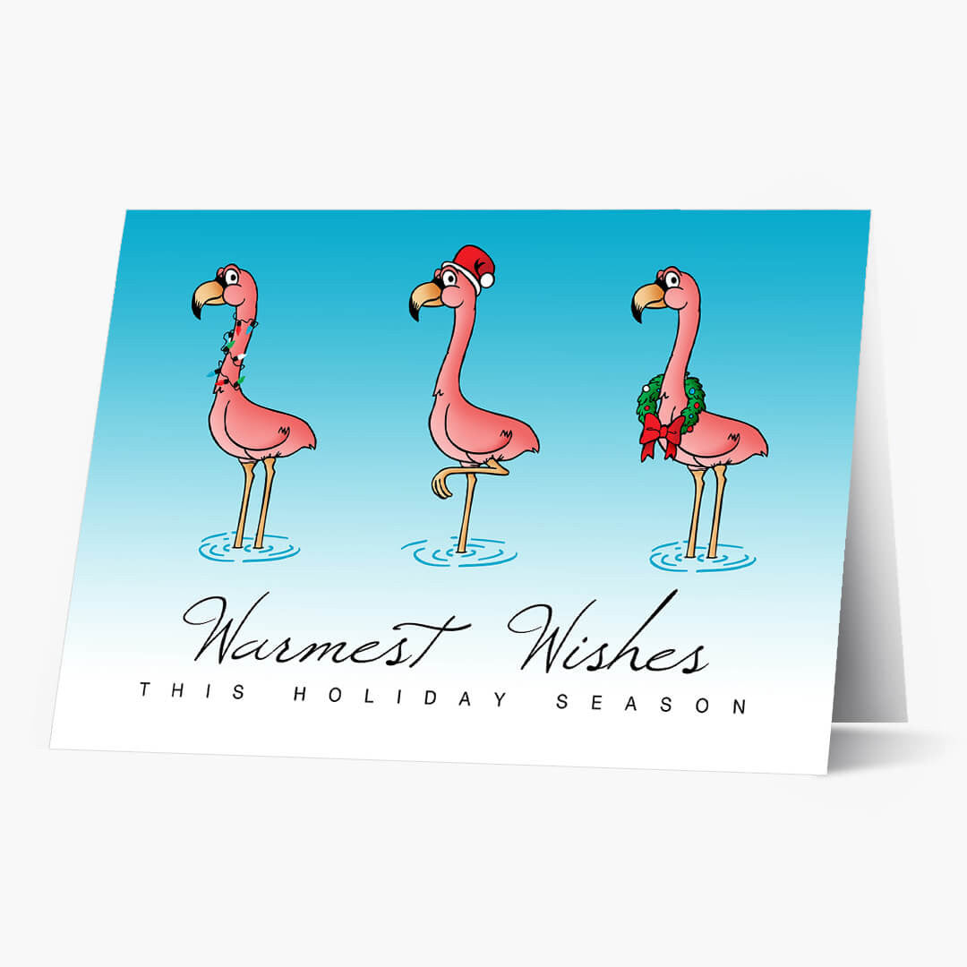 Flamingo Wishes Holiday Card