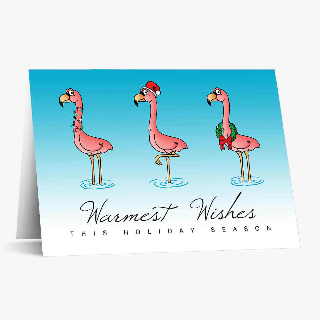 Flamingo Wishes Holiday Card
